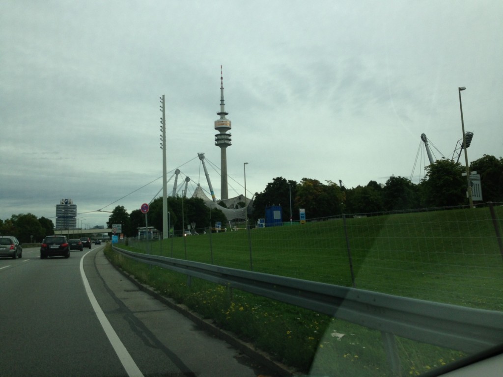 Passing by the Olympic Stadium on our way out of Munich